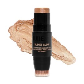 NUDESTIX Nudies Glow Highlighter Stick – Multi-Use Cream Highlighter for Face, Eyes & Body with Built-In Brush | Dewy, Radiant Finish for All Skin Ton