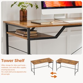 Mericonia 48 Inch Computer Desk, Gaming Desk for Small Spaces, Modern Simple Style Table for Home Office, Study Student Writing Table, Rustic Brown