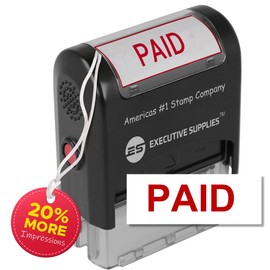 Paid Stamp, Paid Rubber Stamp self Inking Stamp Paid -Red Ink- Office Stamps self Inking Advanced Technology Designed for Business and Personal use by Executive Supplies