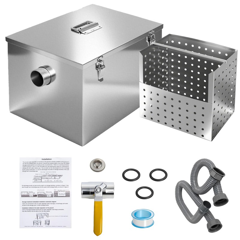 8 lbs Commercial Grease Trap for Home Restaurants Under Sink,