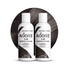 Adore Semi Permanent Hair Color (110 Darkest Brown) | Vegan & Cruelty-Free Brown Hair Dye | No Ammonia, No Peroxide, No Alcohol | 4 Fl Oz Each (Pack of 2)