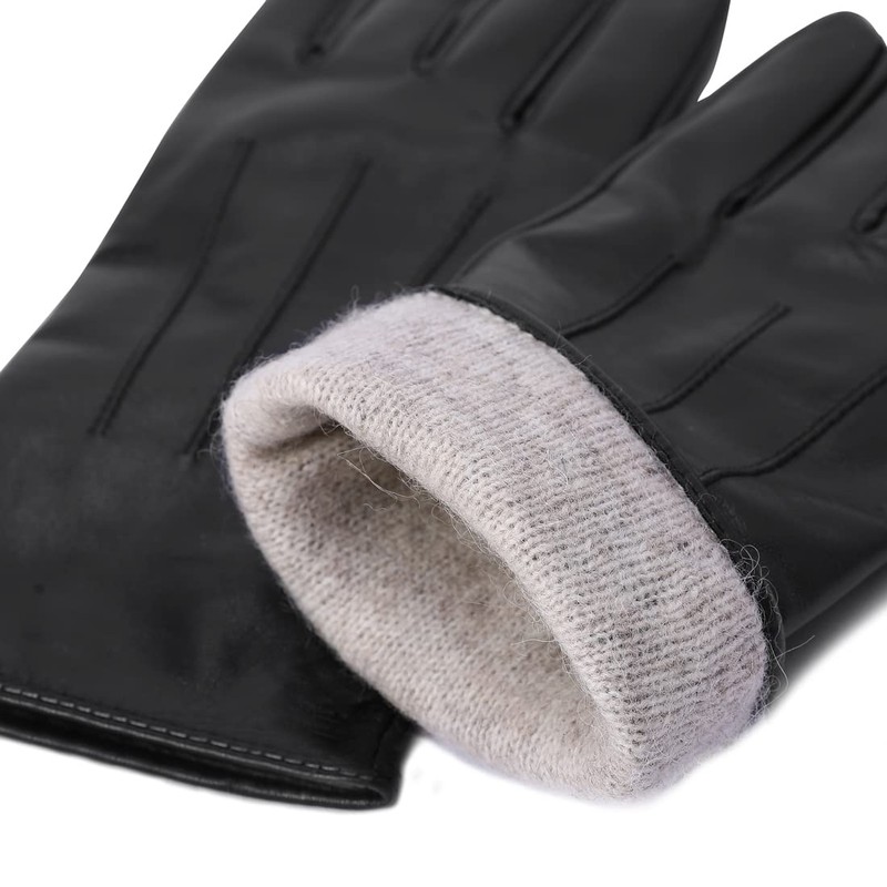 Harssidanzar Womens Leather Gloves Winter Warm Cashmere Lining Touchscreen Texting