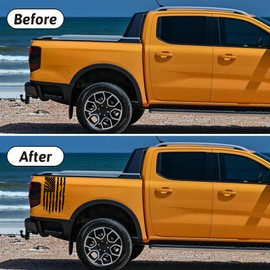 Zhizhong Distressed Truck Rear Tailgate American Flag Vinyl Decal Sticker Compatible with Most Pickup Trucks (11" x 20" Matte Black)