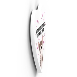 Global Designs Chihuahua Happiness Is Your Dog Snoring Katie Pearson Artworks Heart Shaped Wooden Magnet