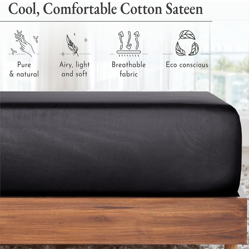 AL NOOR HOME Premium Charcoal Fitted Sheet - 100% Pure