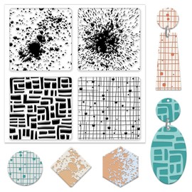 CHGCRAFT Spray Paint Splash Polymer Clay Texture Sheets Grid Clay Modeling Pattern Pad for DIY Jewelry Making Craftwork and Printing Patterns Polymer Clay Earrings Tools,5.5x5.5Inch