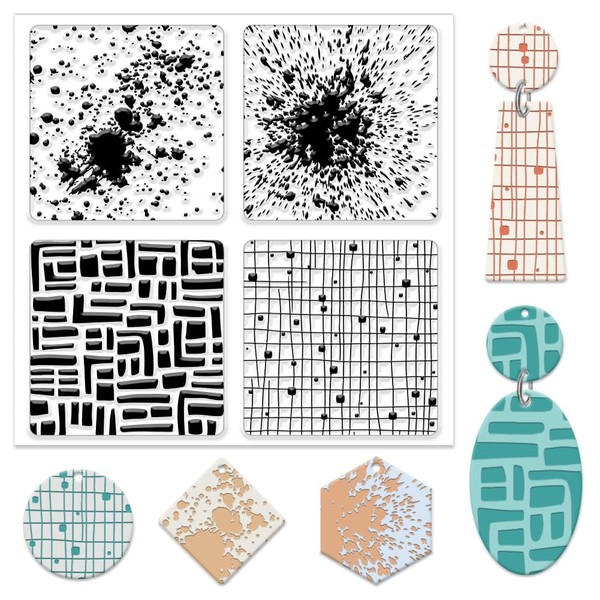 CHGCRAFT Spray Paint Splash Polymer Clay Texture Sheets Grid Clay