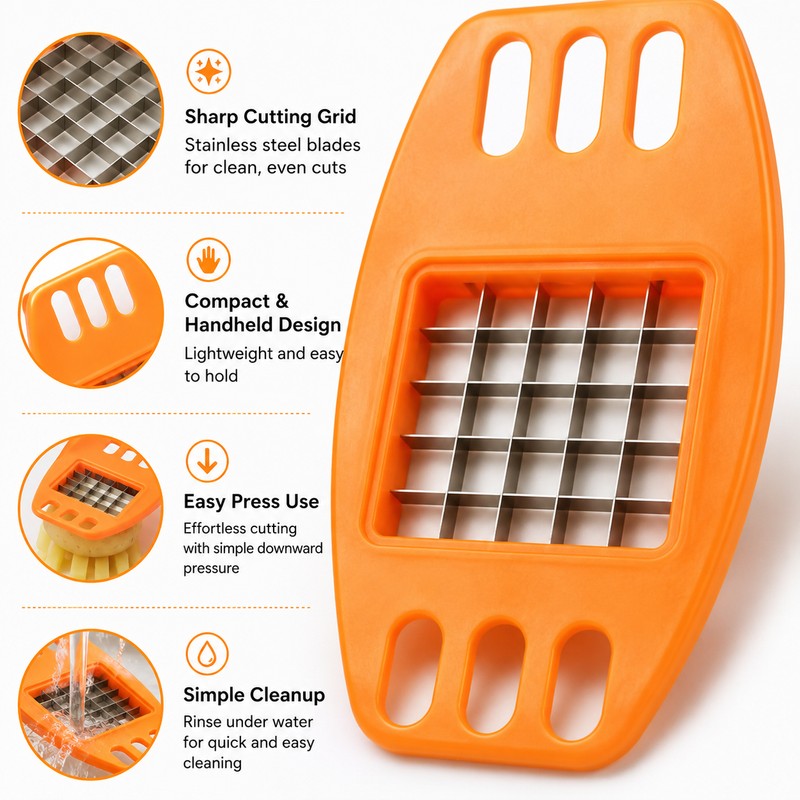 French Fries Potato Cutter for Home Kitchen – Multifunction Metal