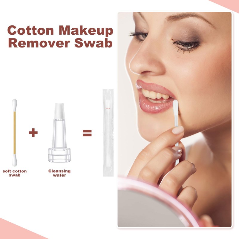 Cotton Swabs,Cotton Makeup Remover Swabs,Eye & Lip Sticks Remover,Liquid-Filled Makeup