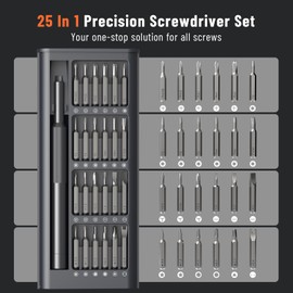 KATERK 25-in-1 Precision Screwdriver Set, Magnetic Small Screwdriver Set, Mini Repair Tool Kit for Phone, Computer, Watch, Laptop, Ring Doorbell, Eyeglass, Electronic, Prefect Gift for Men