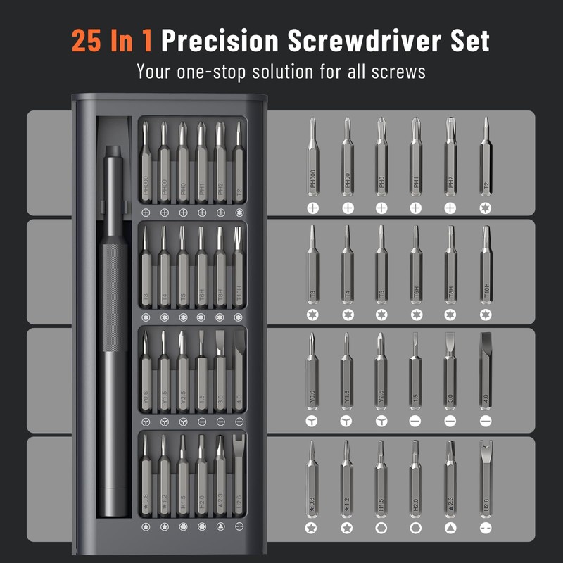 KATERK 25-in-1 Precision Screwdriver Set, Magnetic Small Screwdriver Set, Mini
