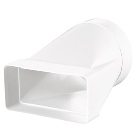 Transition Piece 55 x 110 mm Diameter 100 mm White PVC Pipe Connector Round Tube 100 mm Flat Duct 55 x 110 mm Ventilation System Connection Heating Cooling Air Conditioning Plastic Air Duct Round