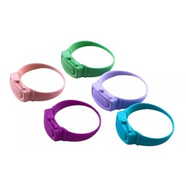 HRS Lote 6 Pulseras Brazalete Gel Antibacterial Y Botella Dosif