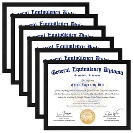 FIXSMITH 8.5x11 Diploma Frame, Black Picture Frame with Clear Plexiglass, 6 Pack Certificate Frame for Wall Display, 8.5x11 Document Frame, High School Diploma Frame