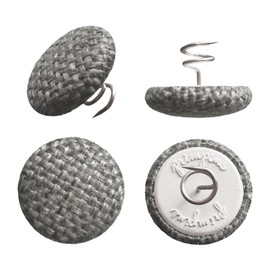 Primpins Short Upholstery Pins - Performance Poly - 4 Colors Available - Fabric Covered Button Twist Pins - Keeps Furniture Covers in Place (Set of 12, Gray)