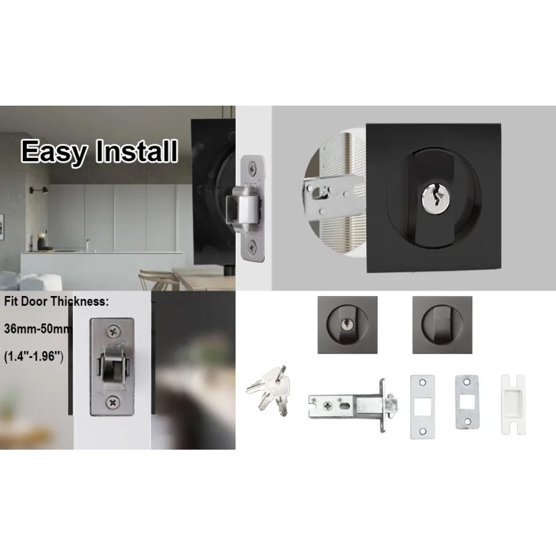 ccjh Invisible Durable Door Locks Handle with Keys for Sliding