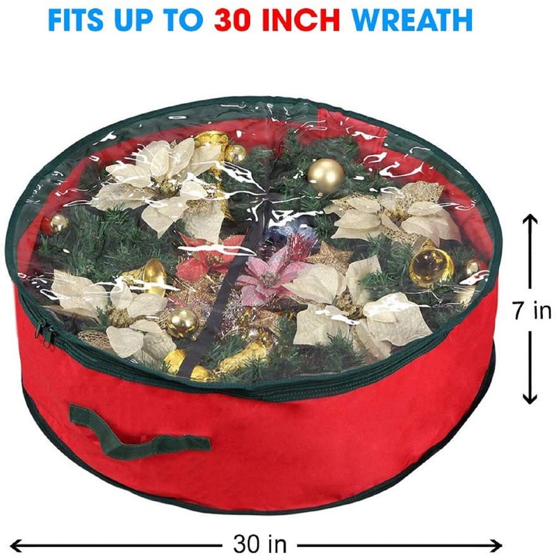 Ram® Premium Luxury Red Christmas Xmas Wreath Storage Bag Decoration