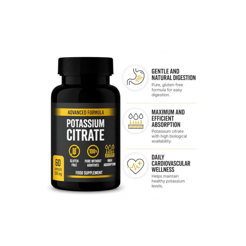 Citrato de Potasio Lenico 60 Cápsulas, Libre de Gluten, Sin