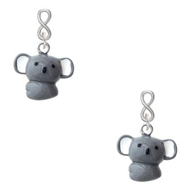 Delight Jewelry Resin Koala Bear Silvertone Infinity Post Earrings