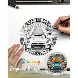 CHURYUML 1 Year Sobriety Coin - One Year Sober Chip with Motorsport Women Design, Inspirational Sobriety Gifts AA Coins Medallions Women in Recovery Affirmation Token Alcoholics Anonymous Gifts