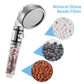 XYCING Filtration Stone Beads Filter for Filtered Shower Head - Mineral Stone Bead Balls for Purifying Water (Red Gray White)