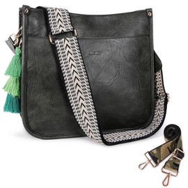 HKCLUF 4045 Women's Fashionable Crossbody Bags For Women Designer Leather Hobo Handbags Women Shoulder Bucket Bags With 2count Adjustable Guitar Strap Perfect:_Tassel-military green