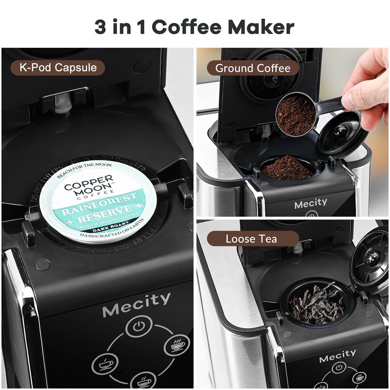Mecity Coffee Maker 3 in 1 Single Serve Coffee Machine,