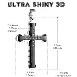 Fashion Jewelry FAITH PRAY CROSS BLACK Pendant DIAMOND Cut 925 Sterling Silver 18" Necklace Men