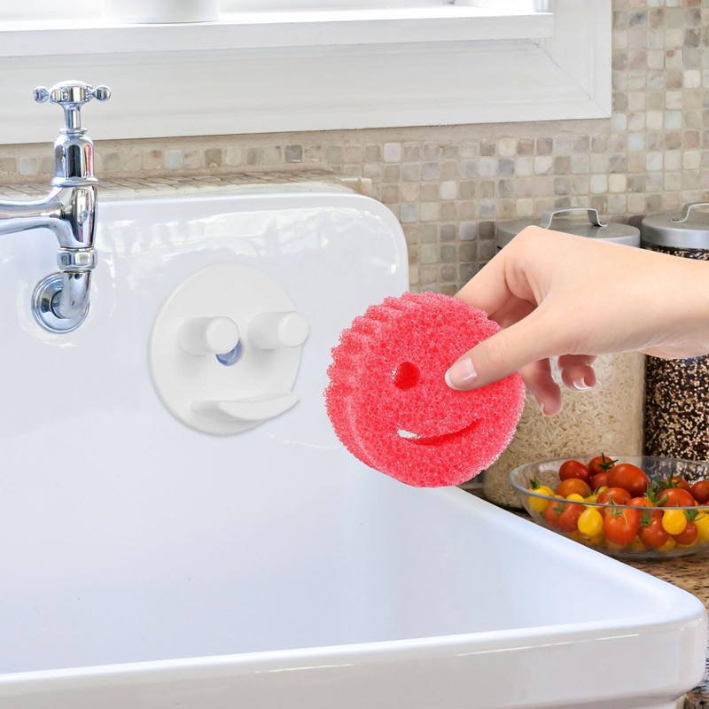 BRIOTA 2 Pieces Smiley Sponge Stand with Suction Cup, Sponge