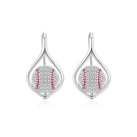 Baseball Earrings for Women 925 Sterling Silver Softball Dangle Drop Sport Jewelry Anniversary Birthday Gifts for Wife Mom