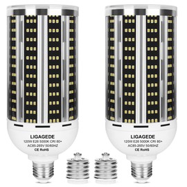 2 Pack 1200W Equivalent Led Corn Light Bulb, 12000 Lumen 5000K Daylight White 120W LED Corn Bulb, AC85-265V, E26/E39 Base LED Bulbs for Outdoor Indoor Warehouse Garage Basement Backyard Factory Barn