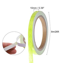 sourcing map Reflective Tape, 10mm x 8 Meters, 26ft Outdoor Waterproof Warning Tape for Bikes, RV, and Boat Striping Marking, Yellow, 1 Roll