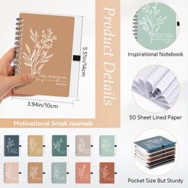 Kosiz 10 Sets Christian Bible Notebook for Women Includes Spiral Journals Notebook with Ballpoint Pen Boho Religious Scripture Notepad Gifts for Church Members Back to School Supplies (Neutral Color)