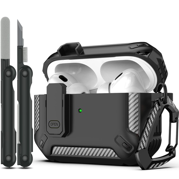 RFUNGUANGO for AirPods Pro Case Cover with Cleaner Kit, Military