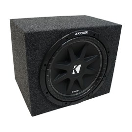American Sound Connection 43C124 12" Comp C12 Series Sub 150W RMS 4 Ohm SVC Car Subwoofer and RF112H Car Audio Single 12" Sealed Subwoofer Rear Angle Sub Box Enclosure 5/8" MDF Wood