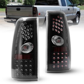 AUTOFREE LED Tail Lights Assembly Compatible for 1999-2006 Chevy Silverado/ 1999-2003 GMC Sierra Black Housing Tail Lamps Replacement Driver and Passenger Side- 1 Pair (Smoke Lens)