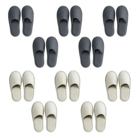 Teceyfeet Guest Slippers Set of 10, Unisex Slippers Set, High-Quality Disposable Hotel Slippers, Winter Warm Non-Slip Felt Slippers, Guest Slippers, Bath Slippers, Slippers for Guests, Black Grey