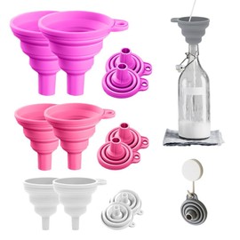 6 Artículos Embudos de Cocina, 2025 Nuevo Plegables de Silicona, Mejorados para Rellenar Botellas y Utensilios de Cocina. (A)