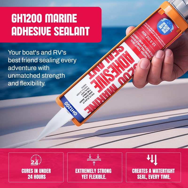 GH1200-5200 Marine Sealant White - 12.5 Oz Smoothly Dispenses Boat