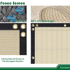 Goleray 5'x139' Privacy Screen Fence Panels Outdoor Balcony Screen Mesh Fencing Shade Net Cover Blockage Temporary Fence for Backyard Pool Deck Patio Garden, Beige