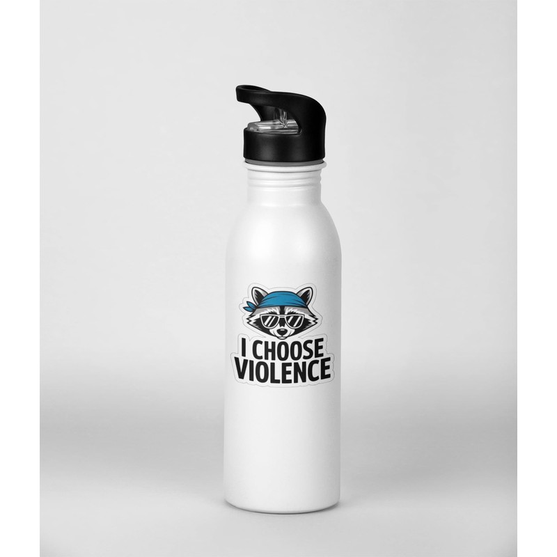 Racccoon I Choose Violence Sticker Decal, 4 inches | Water