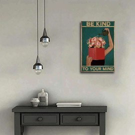Canvas Wall Art Be Kind To Your Mind for Home Decor 8X12inch Wood Frame