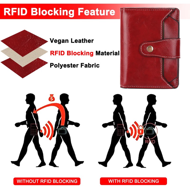BVEOGMRO Small Wallet Women RFID Blocking Bifold Wallets Vegan Leather