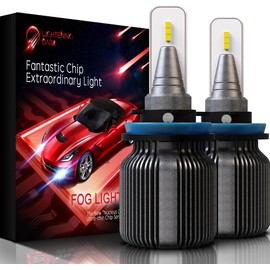 LIGHTENING DARK H11 Bulbs, H8 H9 H11 Light Bulb Extremely Bright Fanless 6500K Xenon White Plug and Play H11 Fog Light Bulbs, Pack of 2