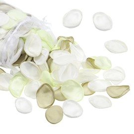 PATIKIL Silk Rose Petals, 300 Pack Artificial Flower Petals Fake Flower Basket Petal for Wedding Decoration Dinner Table Aisle Scatter, Green/Light Green/Cream White