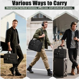 RAINSMORE Tactical Laptop Bag 17.3 Inch Laptop Briefcase Men Business Computer Bag Large Laptop Case Waterproof Military Shoulder Messenger Bag Work Office Travel, Black