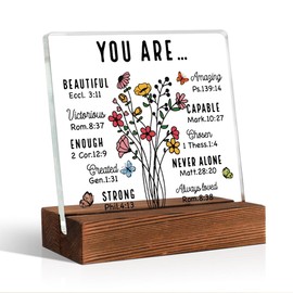 Pishovi You Are Inspiration Bible Verse Acrylic Sign With Wooden Stand, Religious Gifts for Women Coworker, Cheer Up Gifts for Friend Sister, Office Gifts for Colleague, Encouragement Gifts for Women