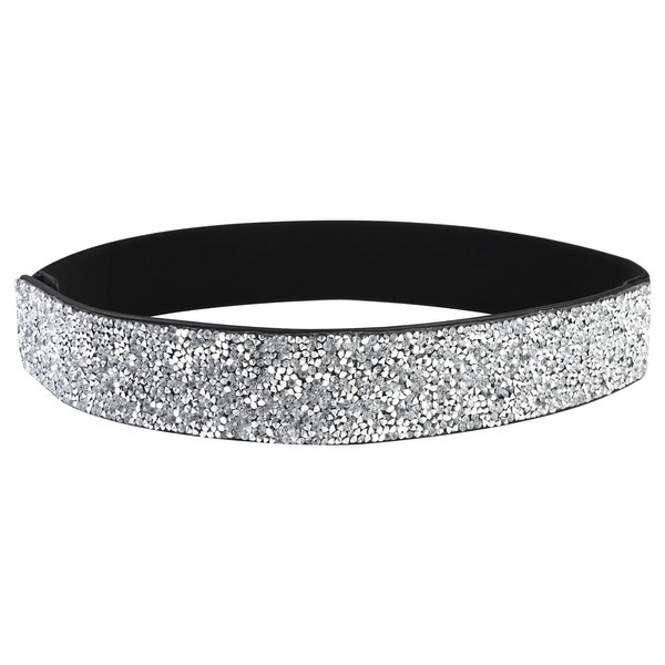Women's Rhinestone Glitter Stretchy Belt, Sparkle Elastic Waist Belt with