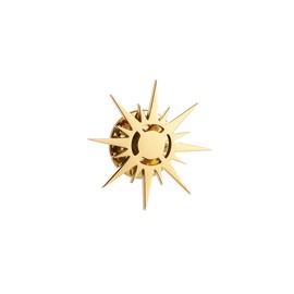 Gold Plating Sunshine Sun Stainless Steel Brooch for Men Shirt Badge Lapel Pins Clips (gold)