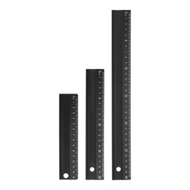 sourcing map 3pcs Cutting Ruler Metric Aluminum Alloy Straight Ruler Thickening Frosted Measure Ruler with Non-Slip Sponge Backing for Architects Artists Designers Classroom Office, Black